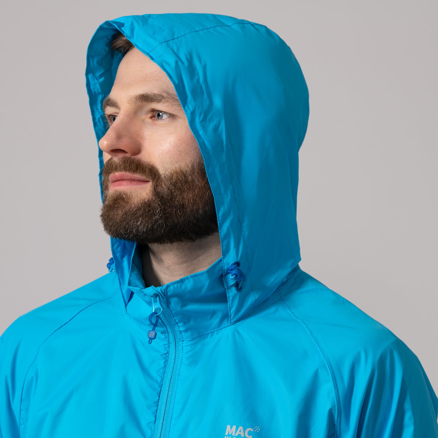Origin Packable Waterproof Jacket - Neon Blue Tonal Zip