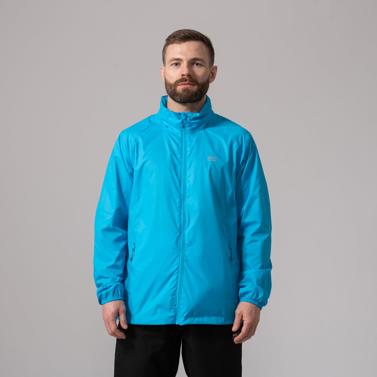 Origin Packable Waterproof Jacket - Neon Blue Tonal Zip