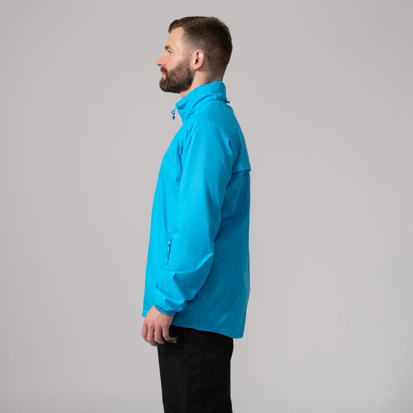 Origin Packable Waterproof Jacket - Neon Blue Tonal Zip
