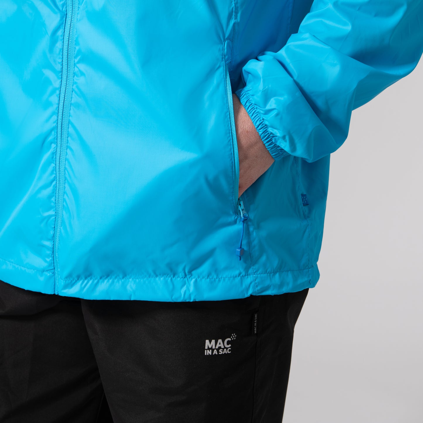 Origin Packable Waterproof Jacket - Neon Blue Tonal Zip