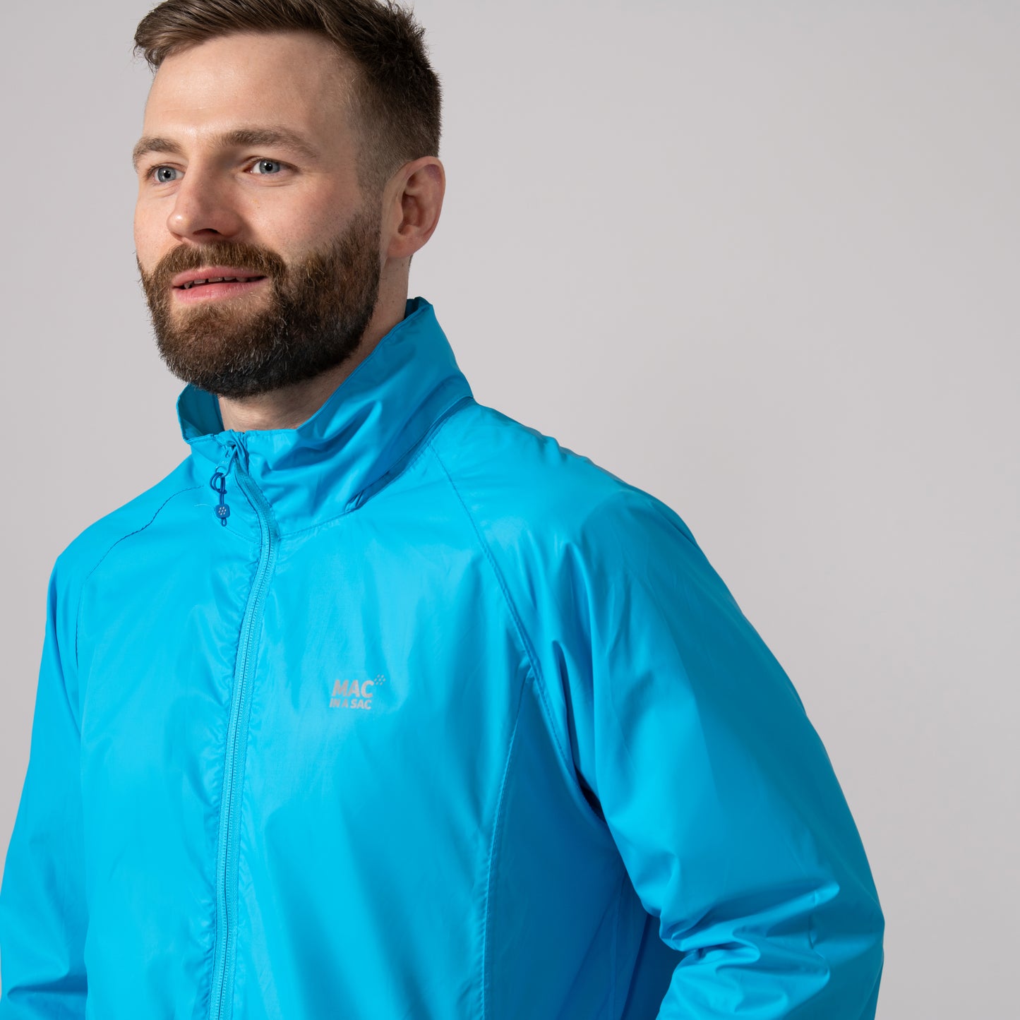 Origin Packable Waterproof Jacket - Neon Blue Tonal Zip
