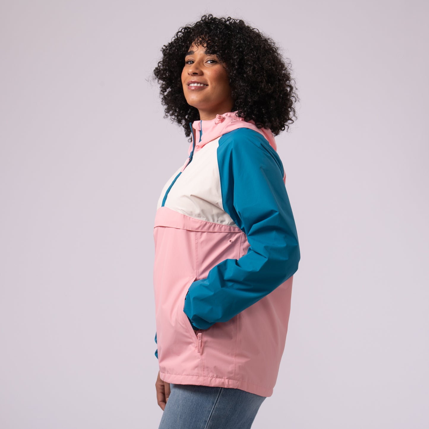 Nomad - Waterproof Half-Zip Jacket - Teal Pink