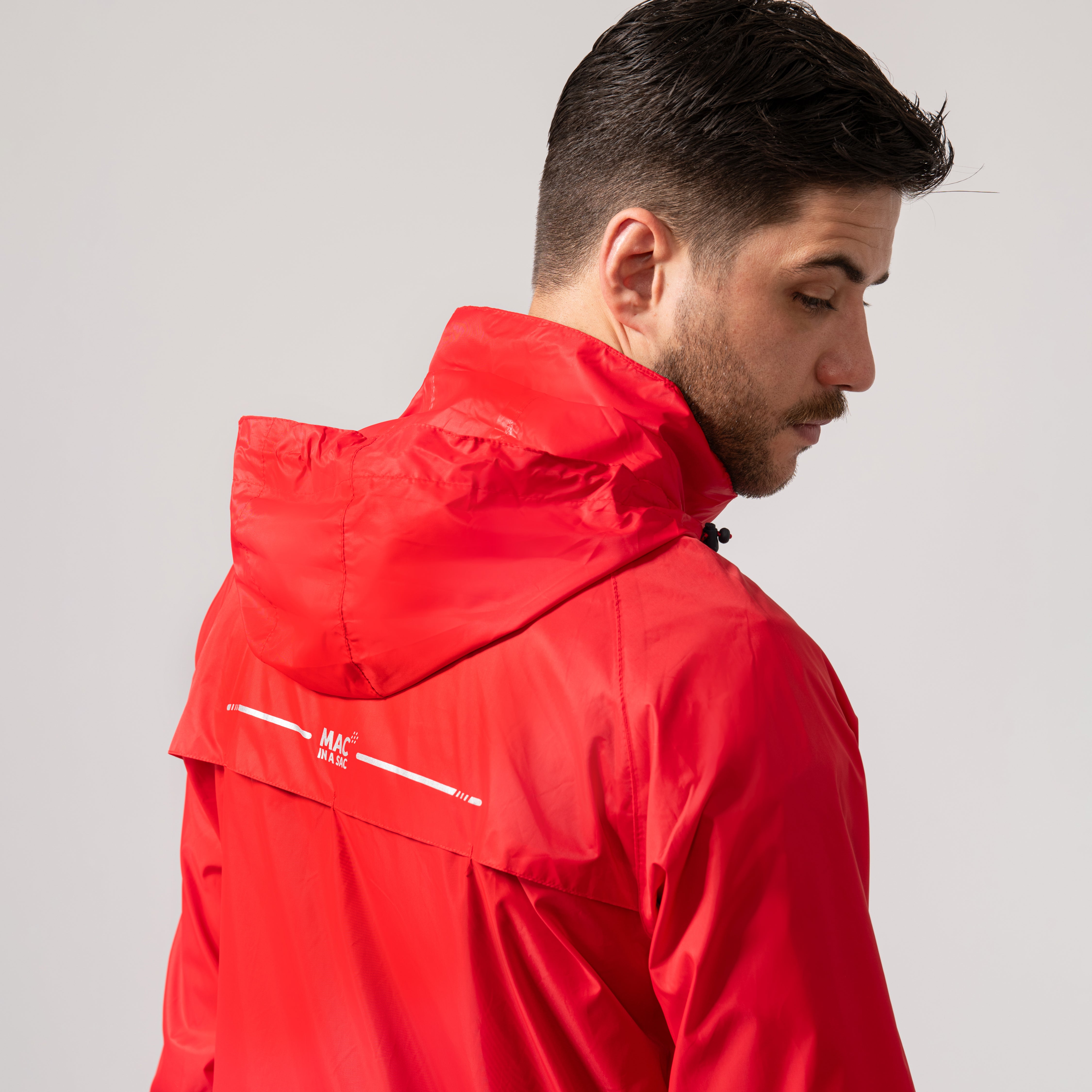 red spray jacket