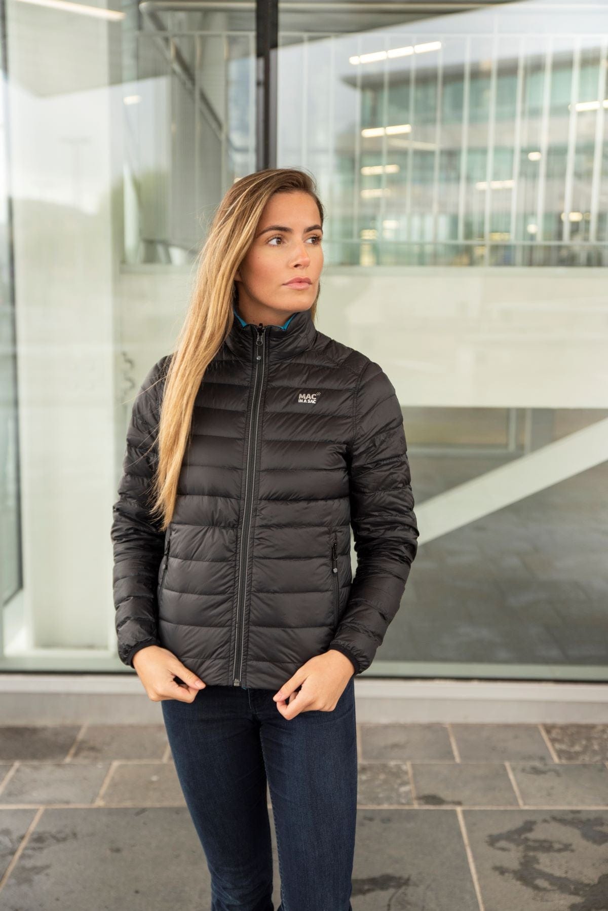 Polar - Womens Reversible Down Jacket - Jet Black Teal