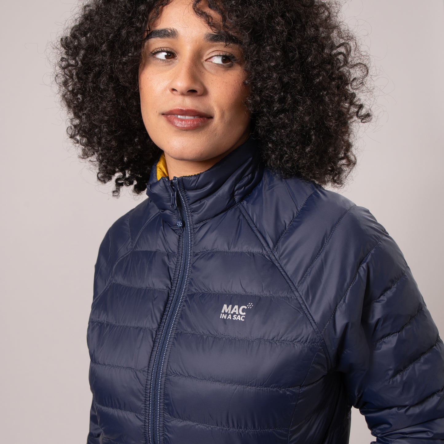Polar - Packable Women's Down Jacket -  Navy Mustard