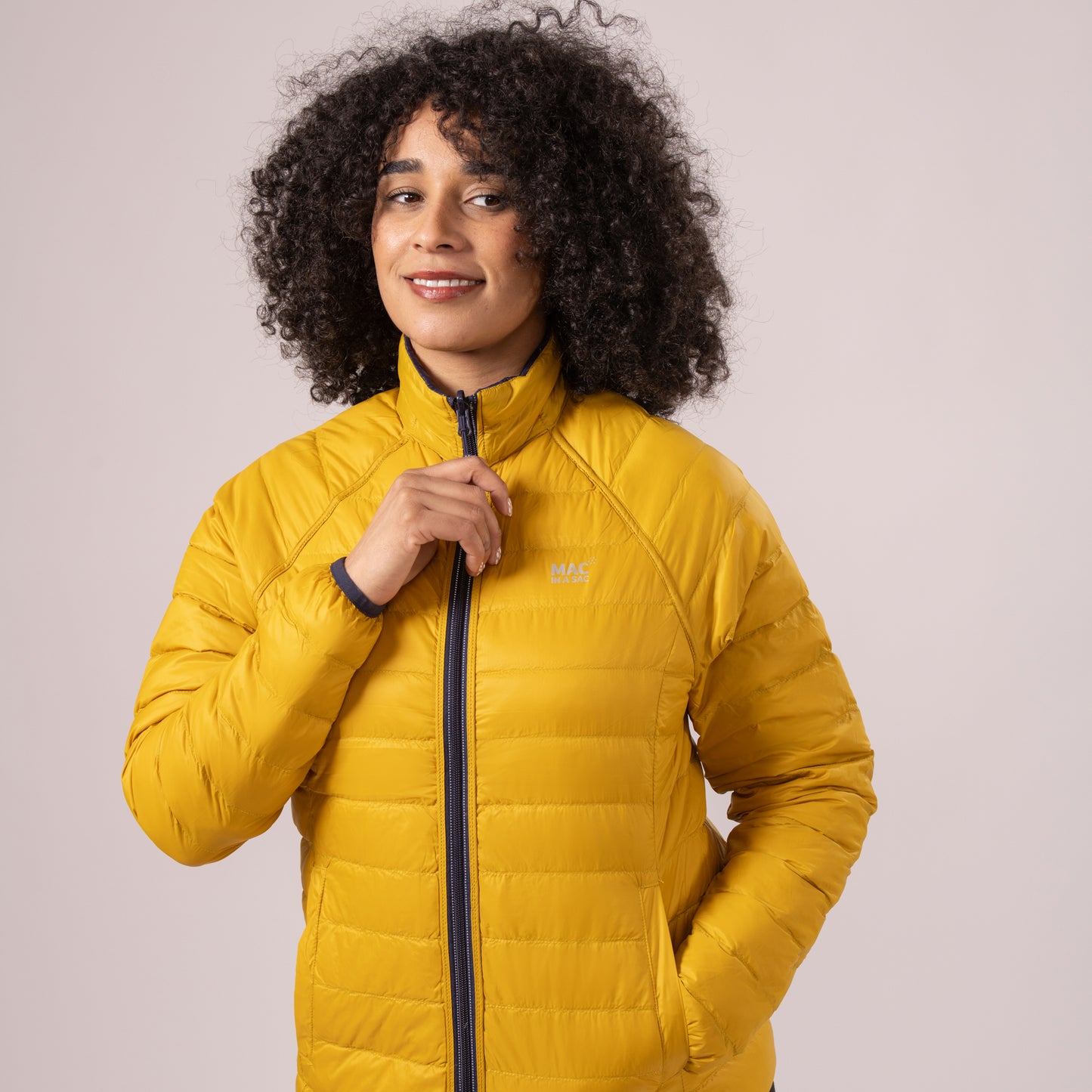 Polar - Packable Women's Down Jacket -  Navy Mustard