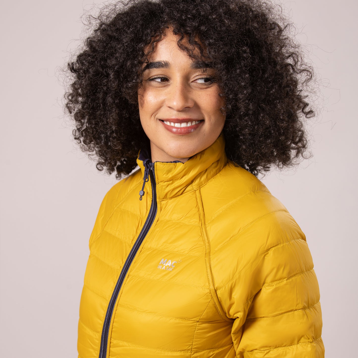 Polar - Packable Women's Down Jacket -  Navy Mustard
