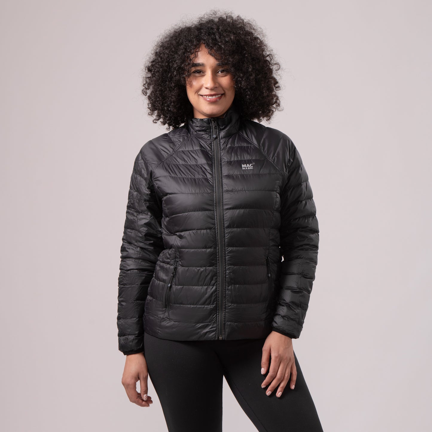 Polar - Packable Women's Down Jacket - Black Grey