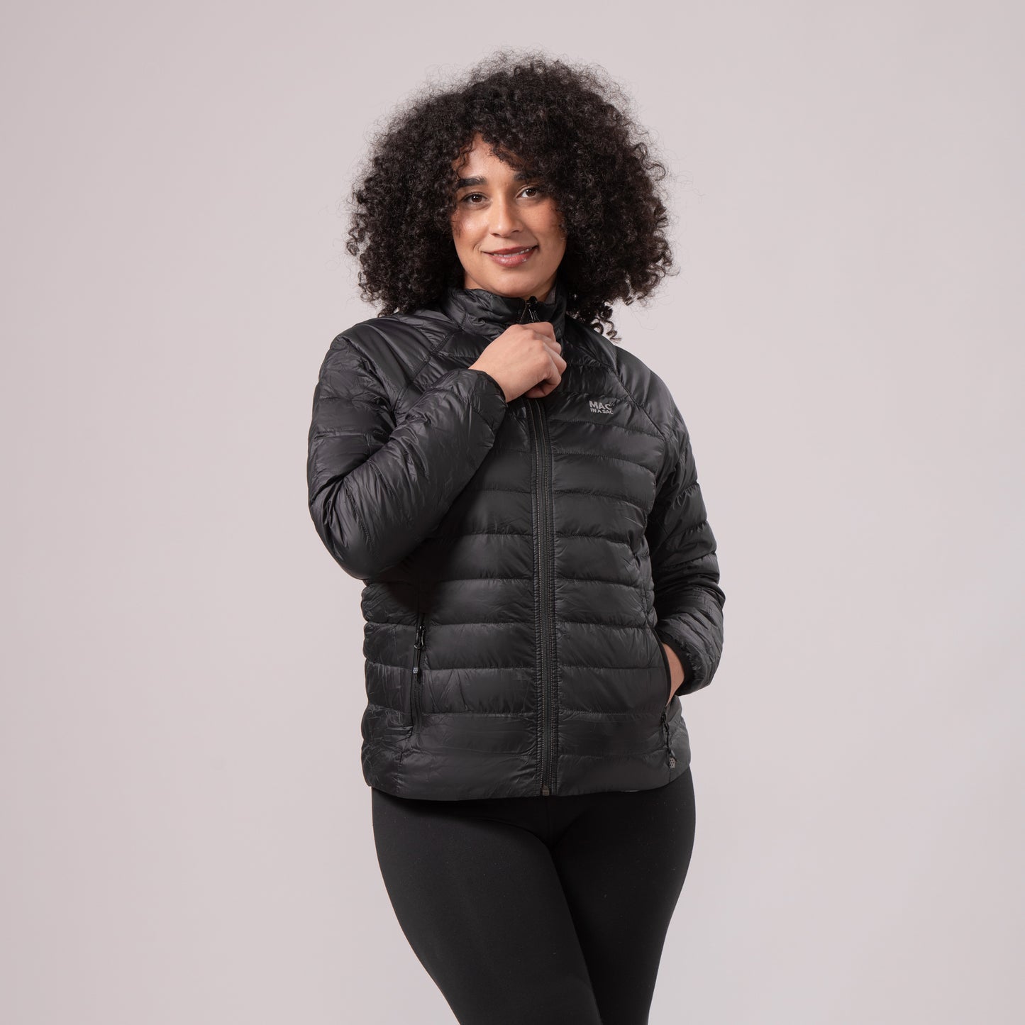 Polar - Packable Women's Down Jacket - Black Grey
