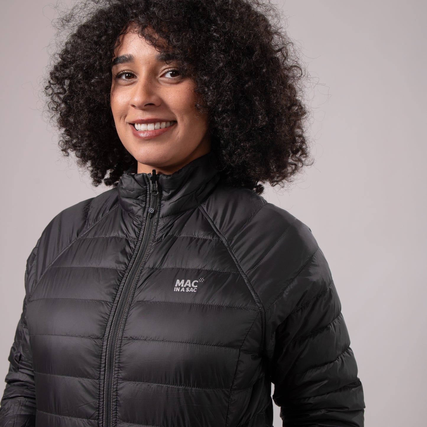 Polar - Packable Women's Down Jacket - Black Grey