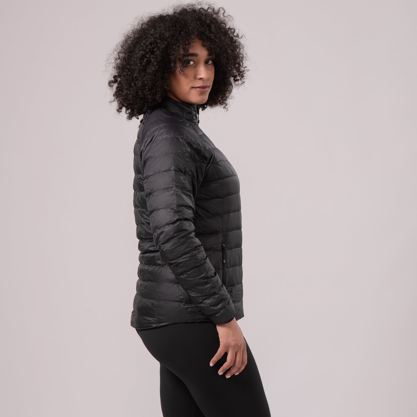 Polar - Packable Women's Down Jacket - Black Grey