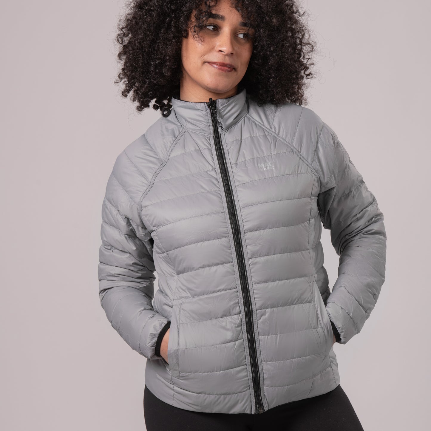 Polar - Packable Women's Down Jacket - Black Grey
