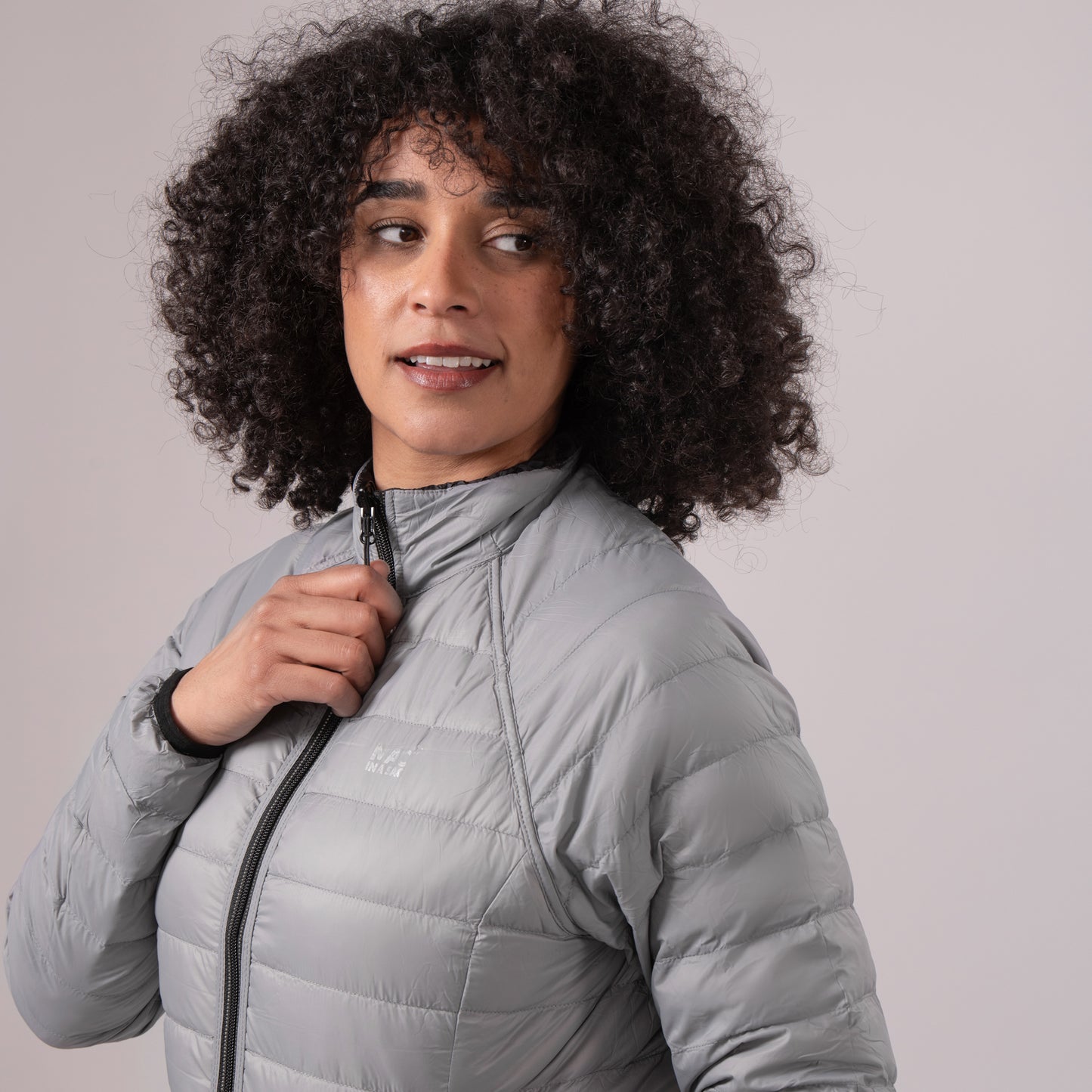 Polar - Packable Women's Down Jacket - Black Grey