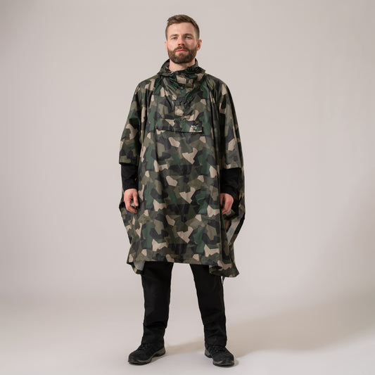 Poncho Packable Waterproof Cape - Green Camo