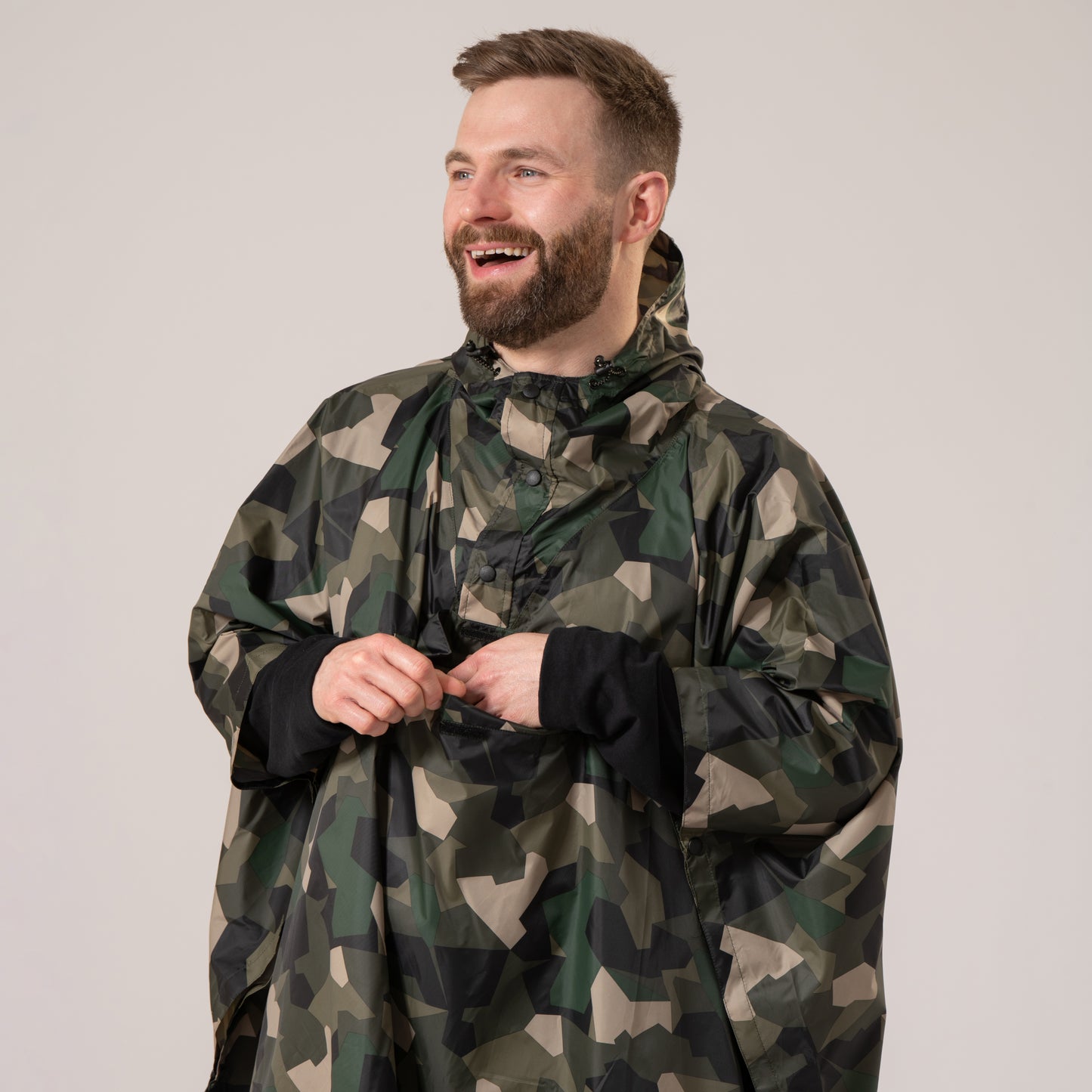 Poncho Packable Waterproof Cape - Green Camo