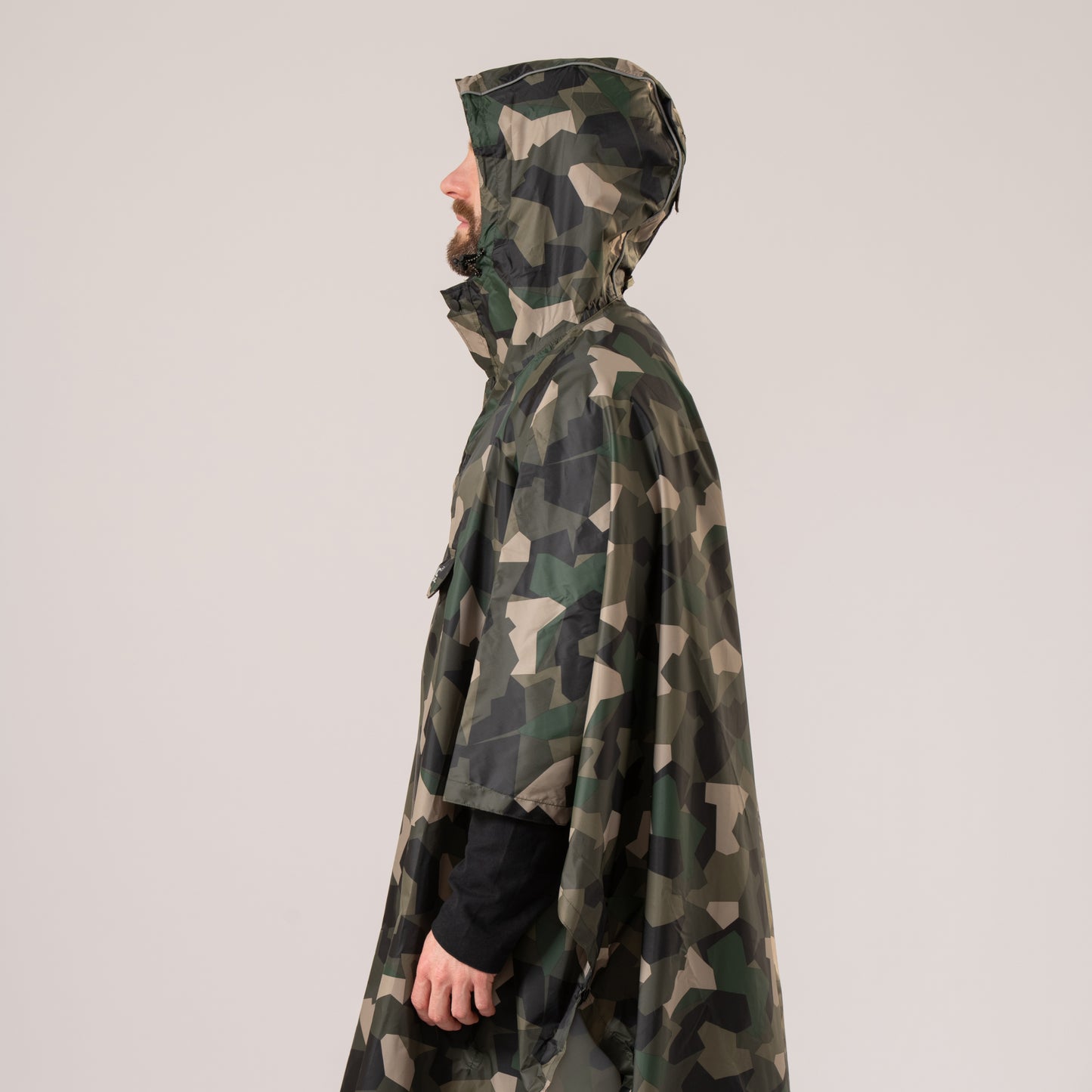 Poncho Packable Waterproof Cape - Green Camo