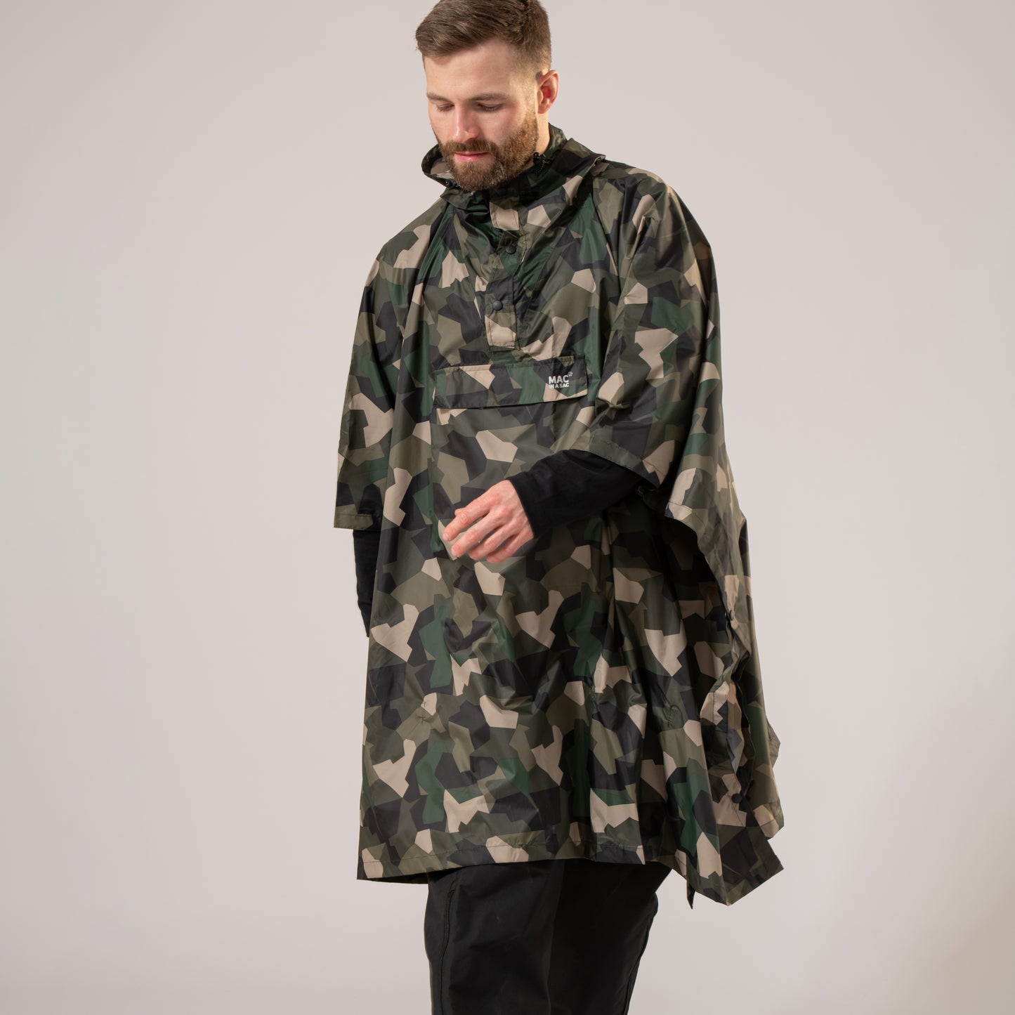 Poncho Packable Waterproof Cape - Green Camo