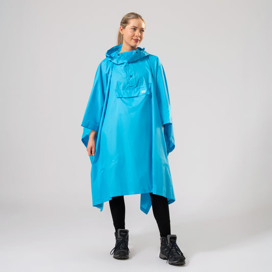 Poncho Packable Waterproof Cape - Neon Blue