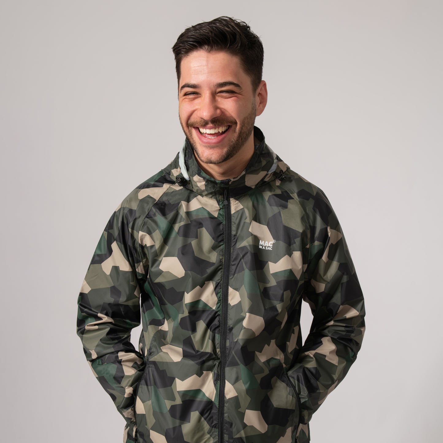 Origin Packable Waterproof Jacket - Green Camo
