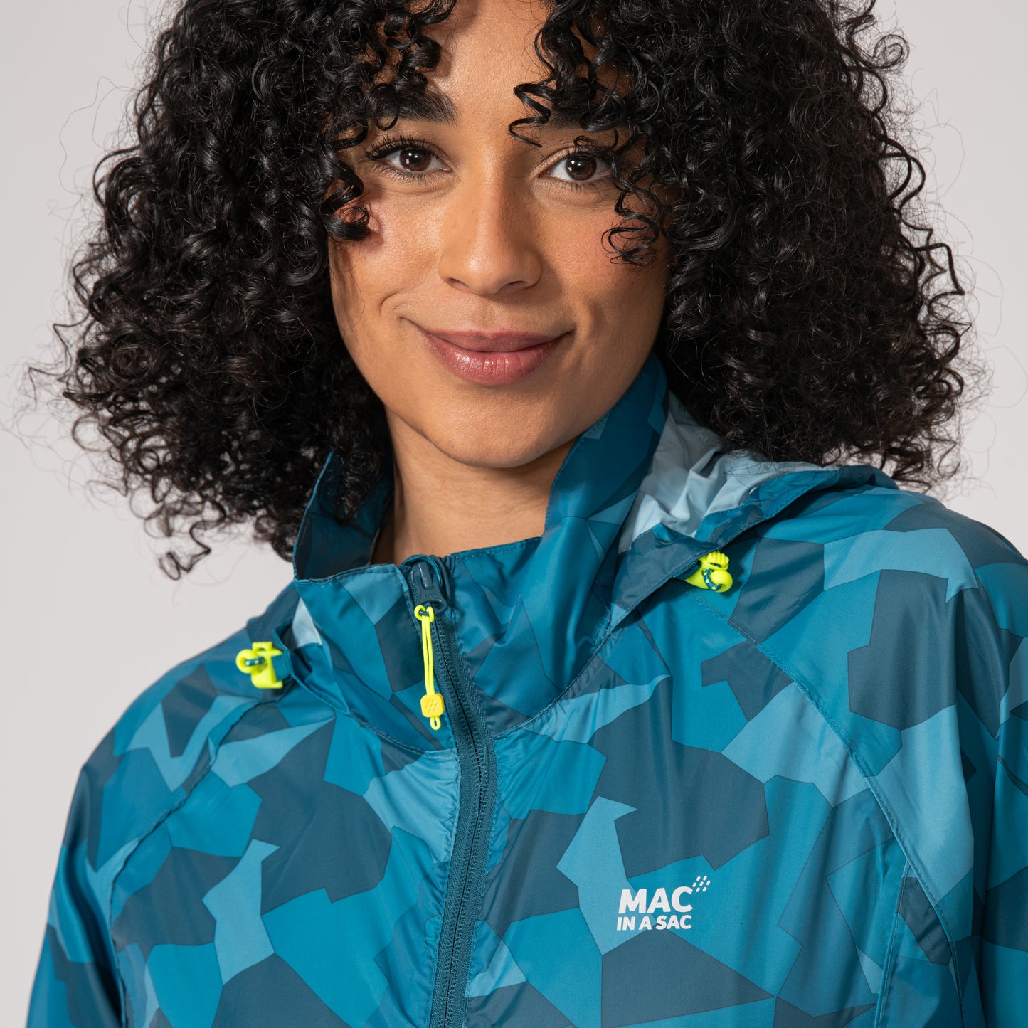 Origin Packable Waterproof Jacket - Teal Camo Tonal Zip