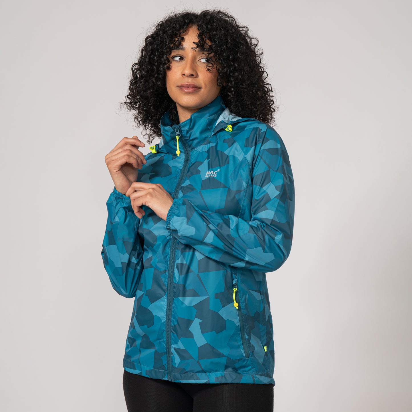 Origin Packable Waterproof Jacket - Teal Camo Tonal Zip