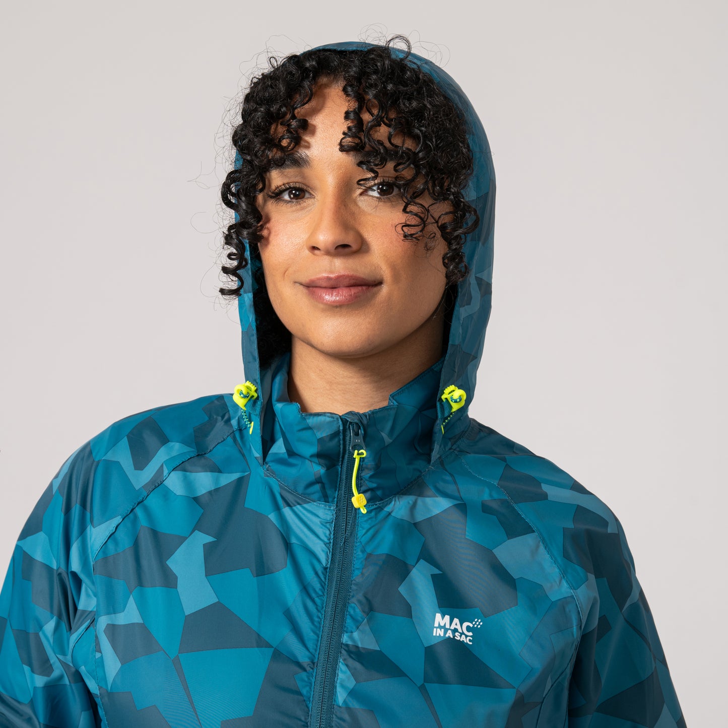 Origin Packable Waterproof Jacket - Teal Camo Tonal Zip