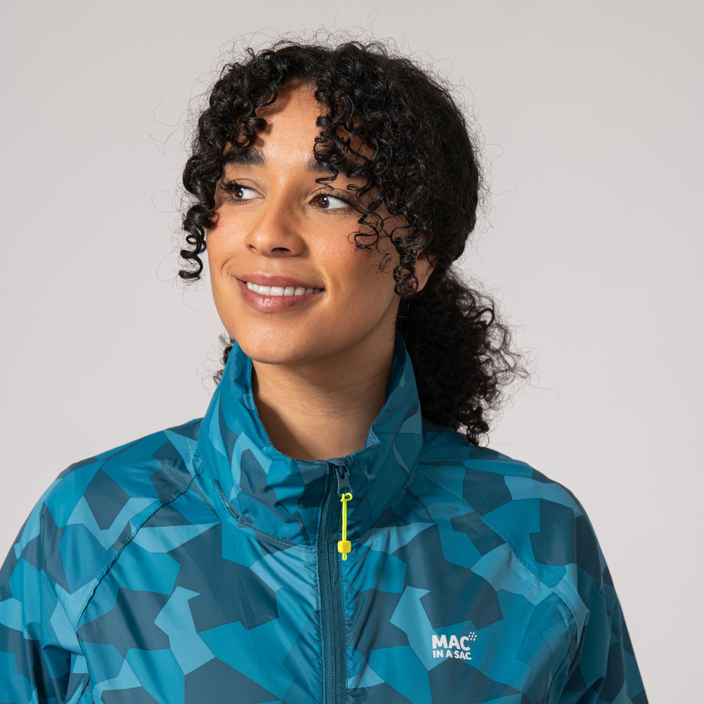 Origin Packable Waterproof Jacket - Teal Camo Tonal Zip