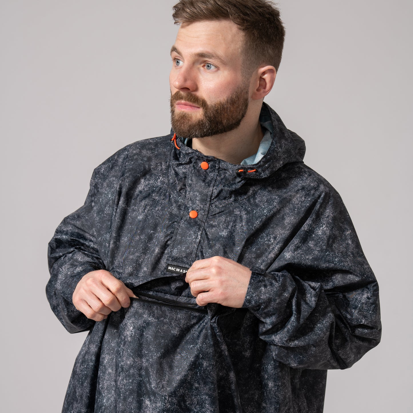 Poncho Packable Waterproof Cape - Graphite Etch