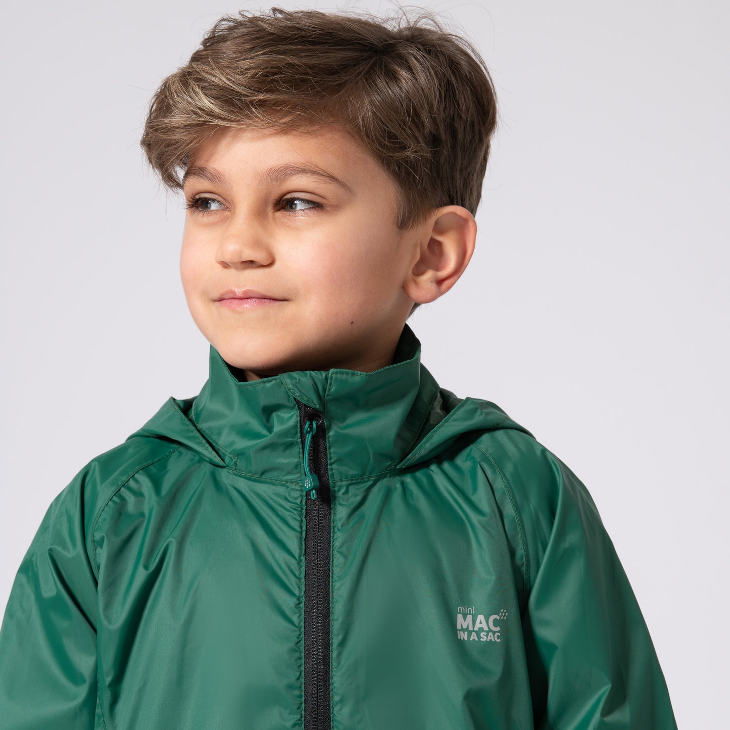 Origin Mini Packable Waterproof Kids Jacket - Bottle Green