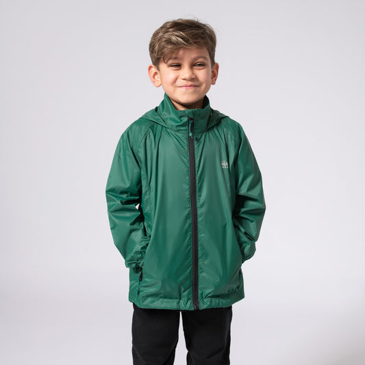 Origin Mini Packable Waterproof Kids Jacket - Bottle Green