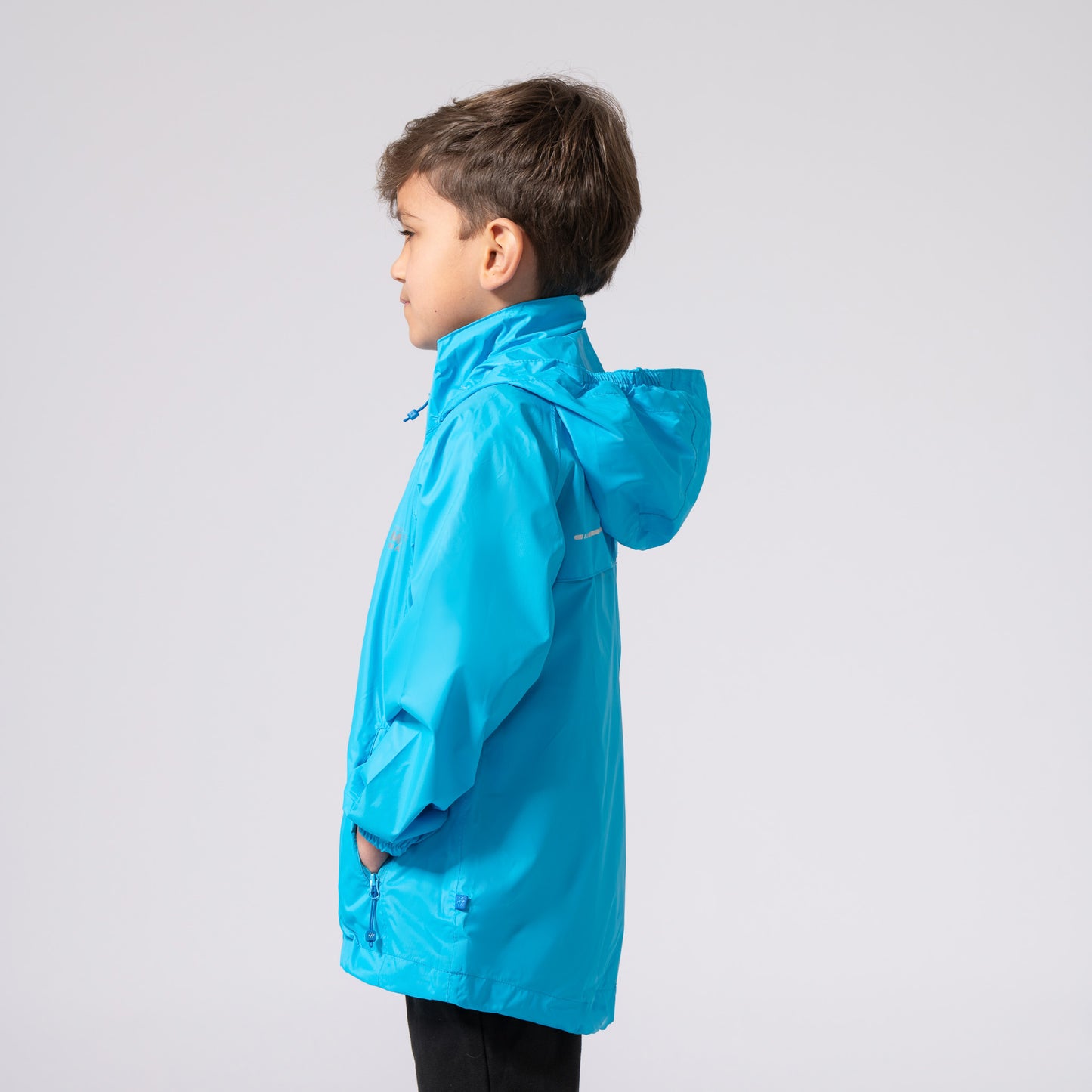 Origin Mini Packable Waterproof Kids Jacket - Neon Blue Tonal Zip