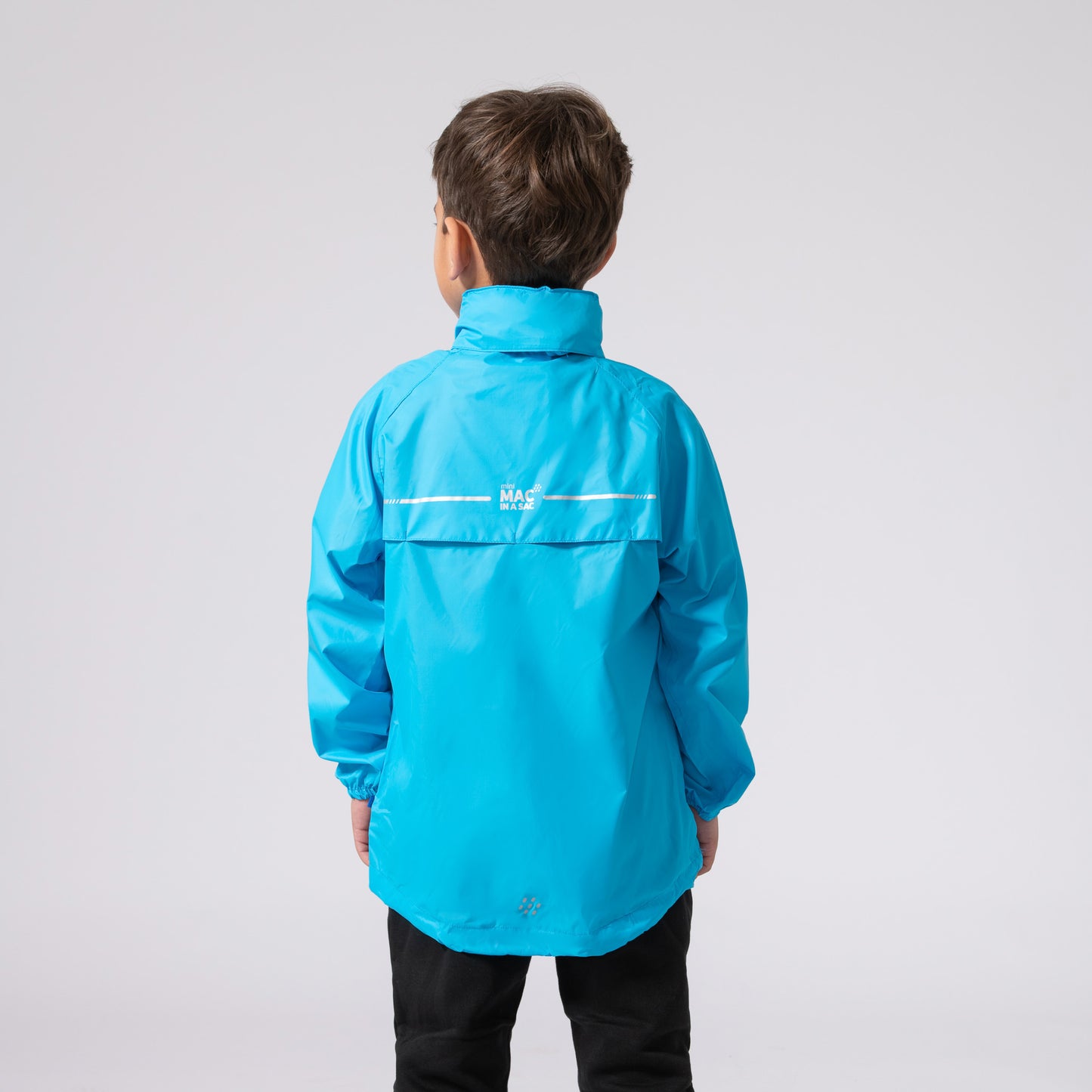 Origin Mini Packable Waterproof Kids Jacket - Neon Blue Tonal Zip