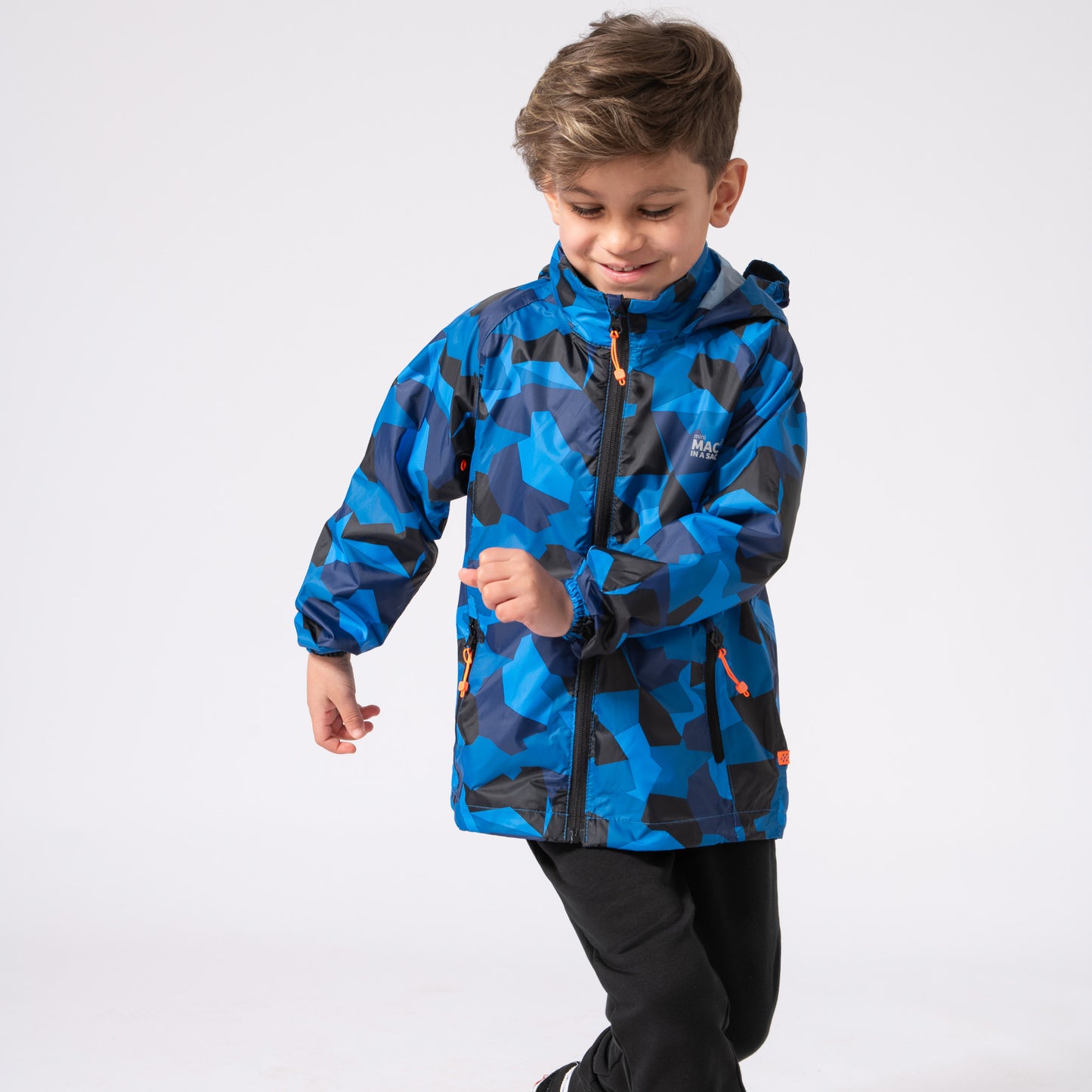 Origin Mini Packable Waterproof Kids Jacket - Blue Camo