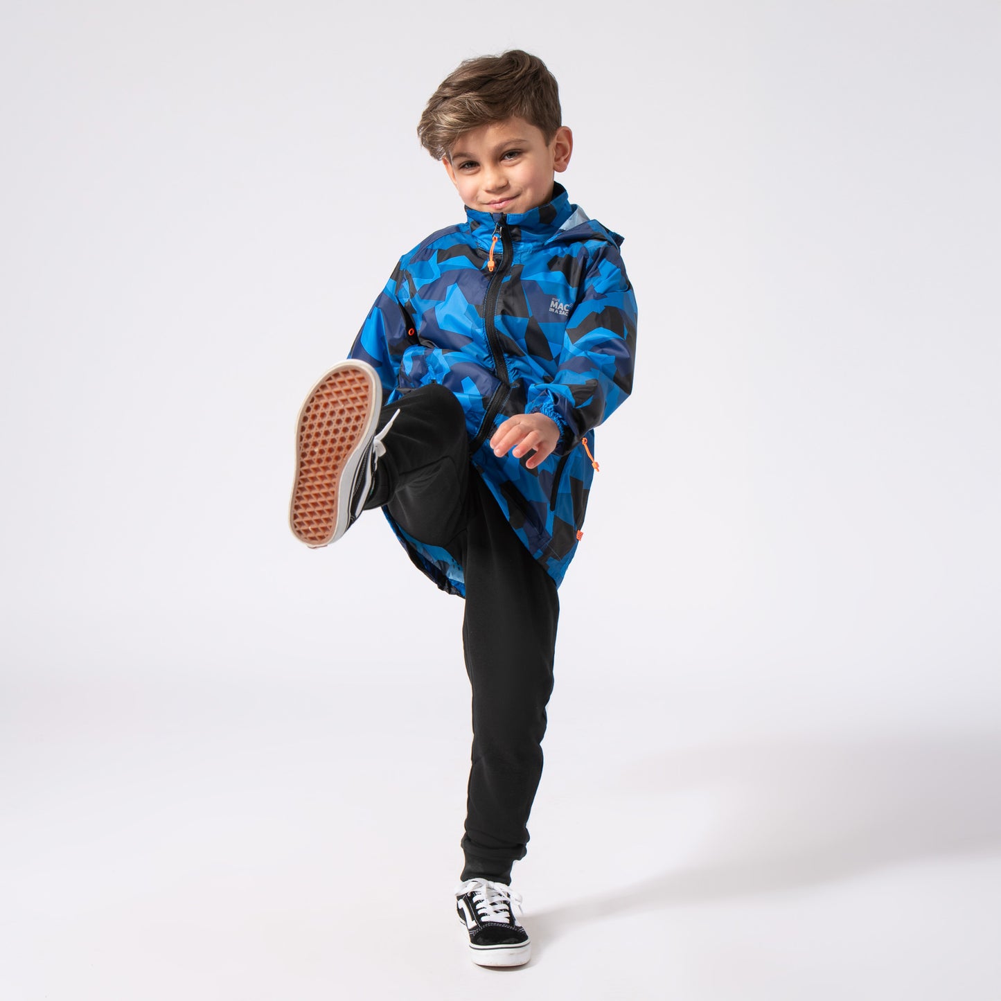 Origin Mini Packable Waterproof Kids Jacket - Blue Camo