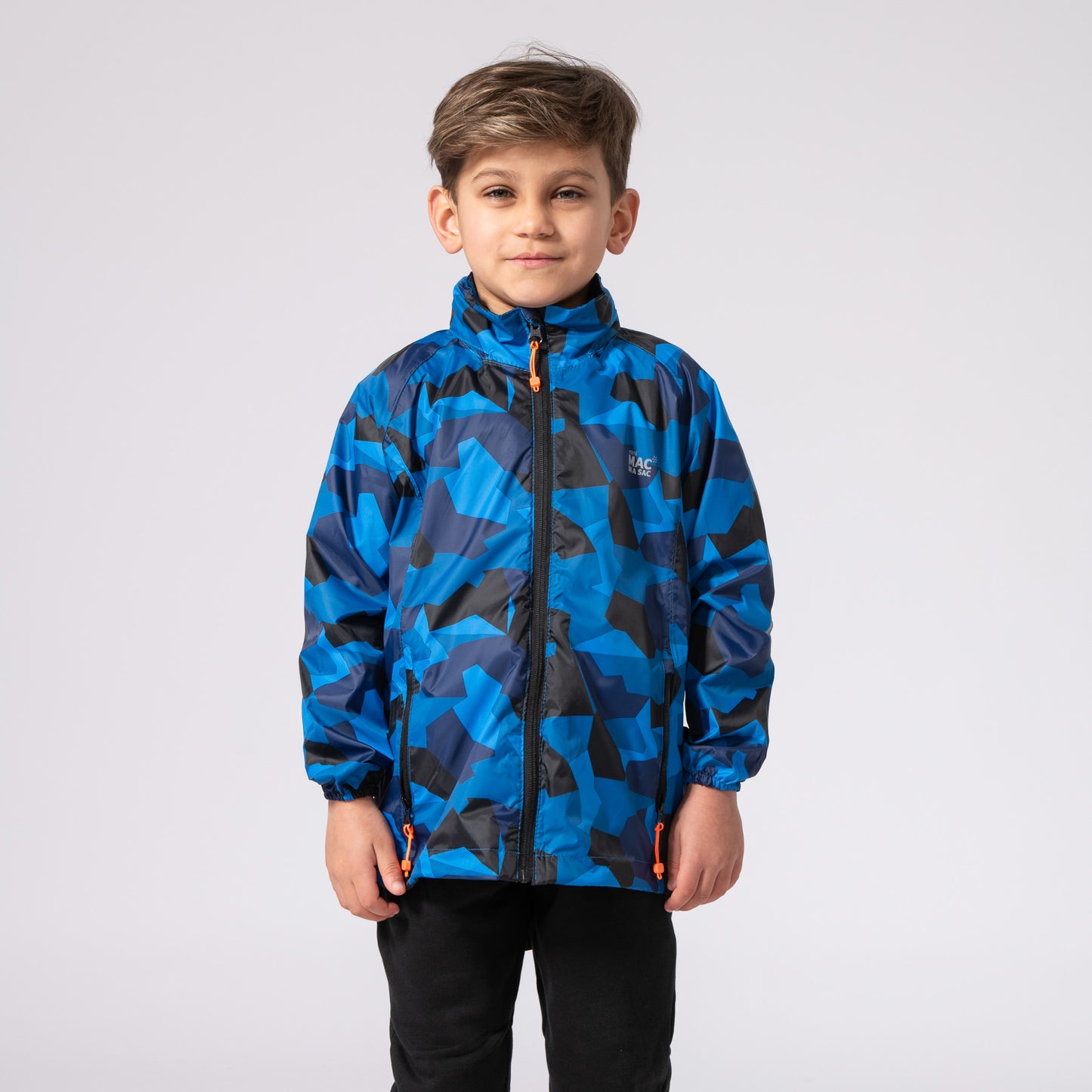 Origin Mini Packable Waterproof Kids Jacket - Blue Camo