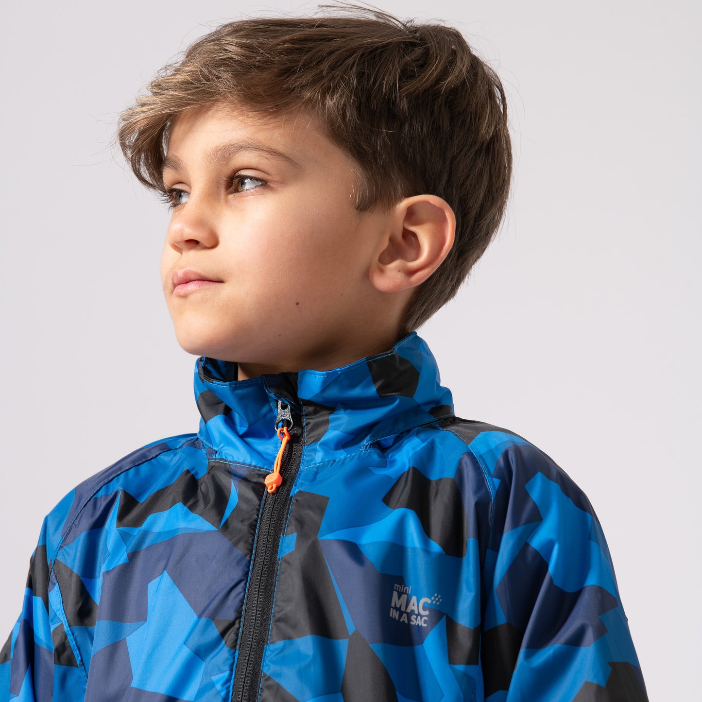 Origin Mini Packable Waterproof Kids Jacket - Blue Camo