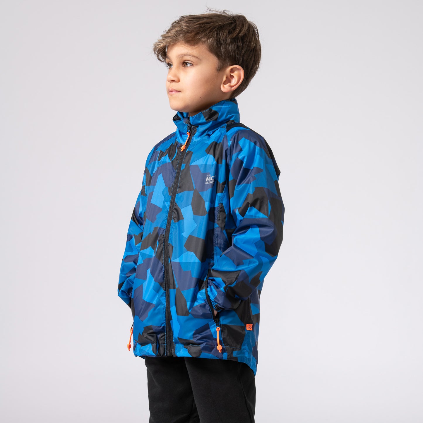 Origin Mini Packable Waterproof Kids Jacket - Blue Camo