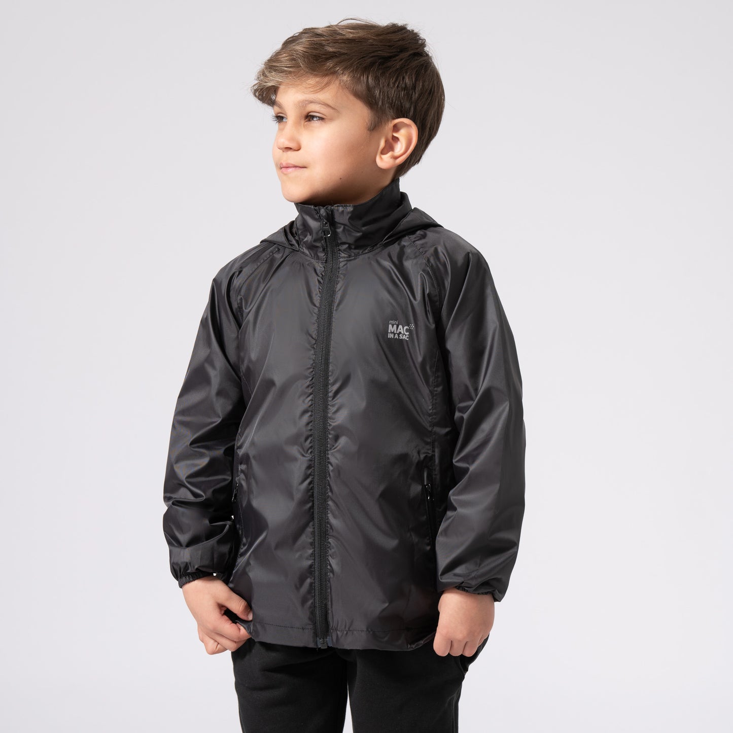 Origin Mini Packable Waterproof Kids Jacket - Black