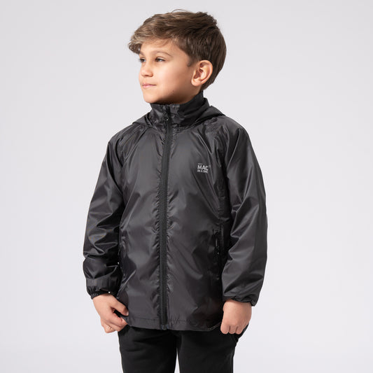 Origin Mini Packable Waterproof Kids Jacket - Black