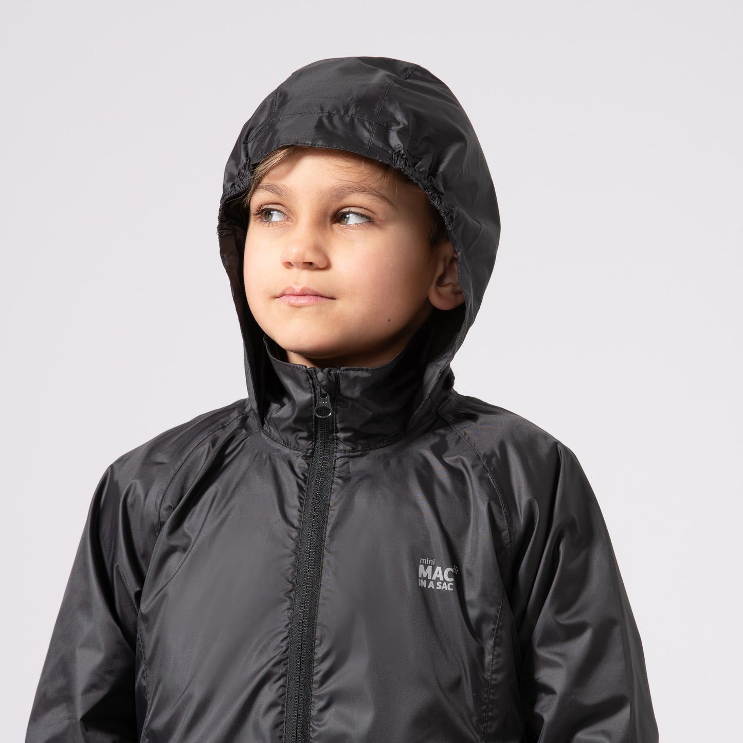 Origin Mini Packable Waterproof Kids Jacket - Black