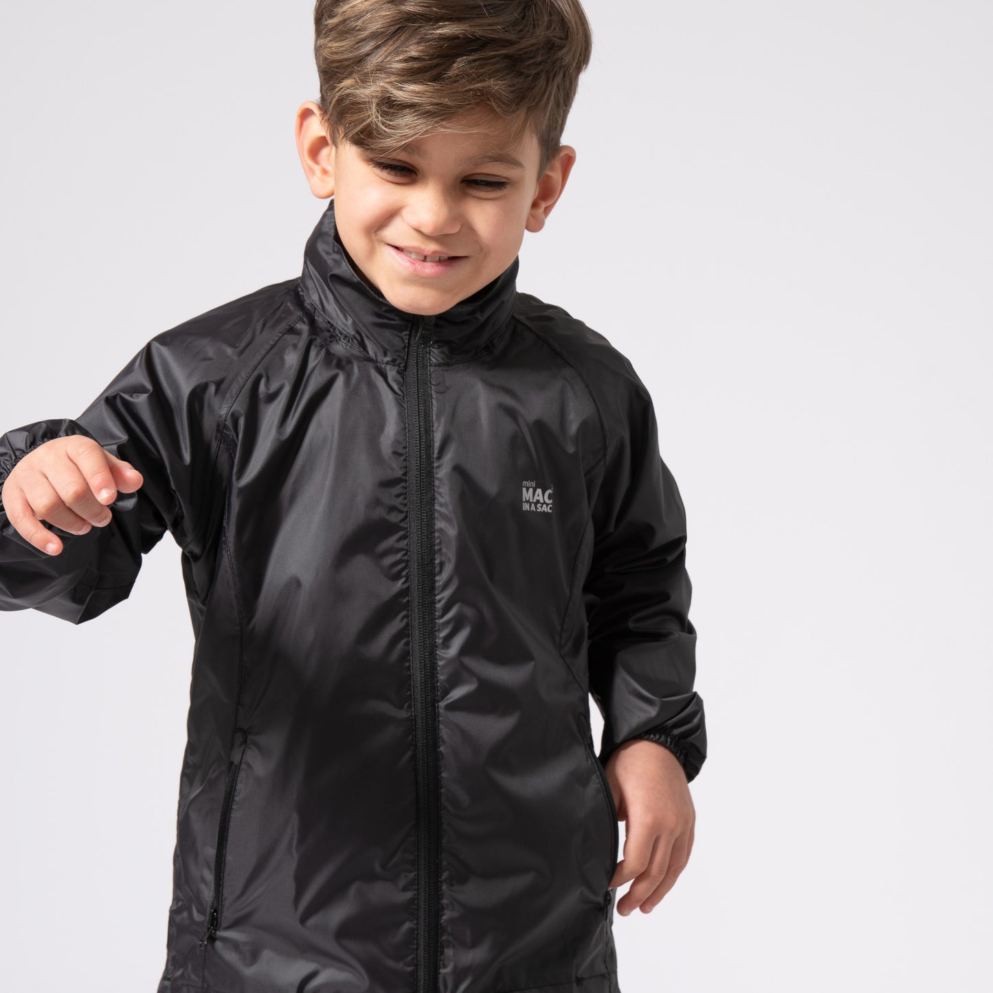 Origin Mini Packable Waterproof Kids Jacket - Black