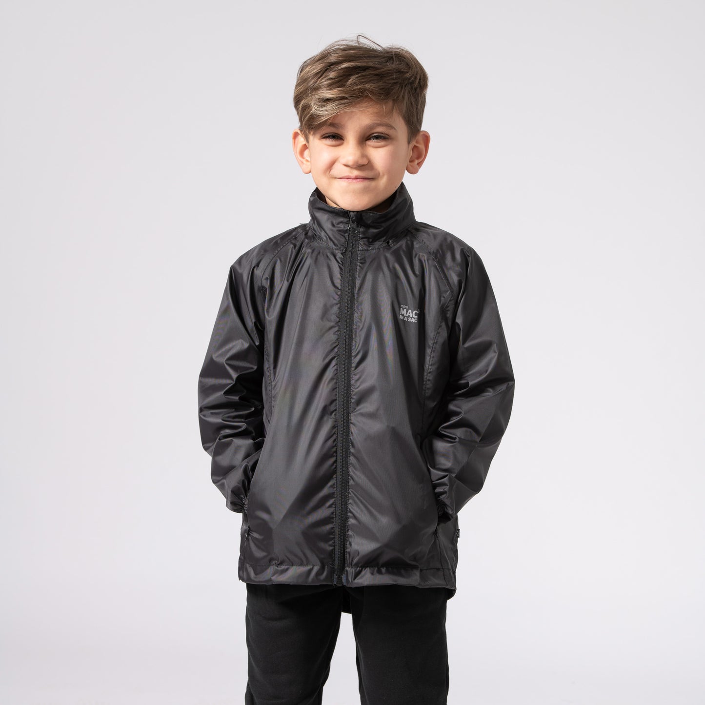 Origin Mini Packable Waterproof Kids Jacket - Black
