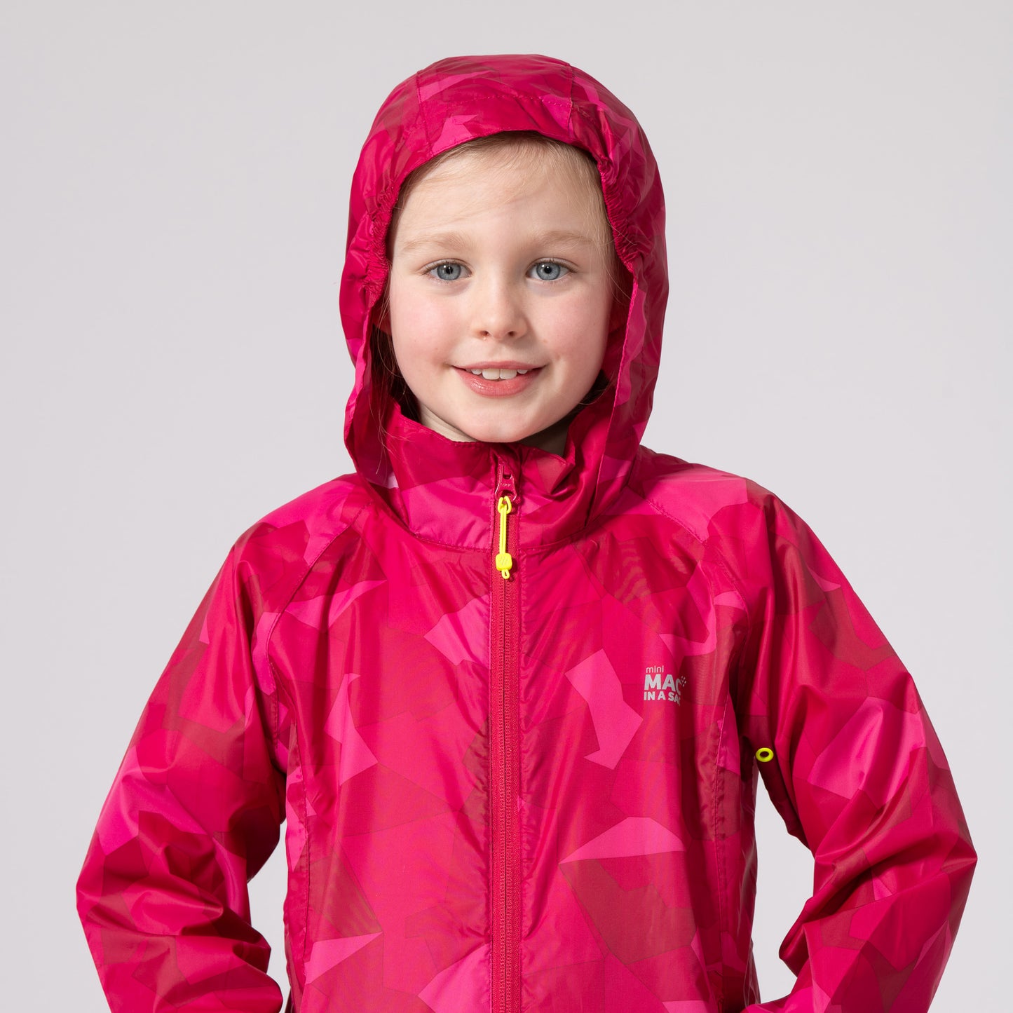 Origin Mini Packable Waterproof Kids Jacket -  Pink Camo Tonal Zip