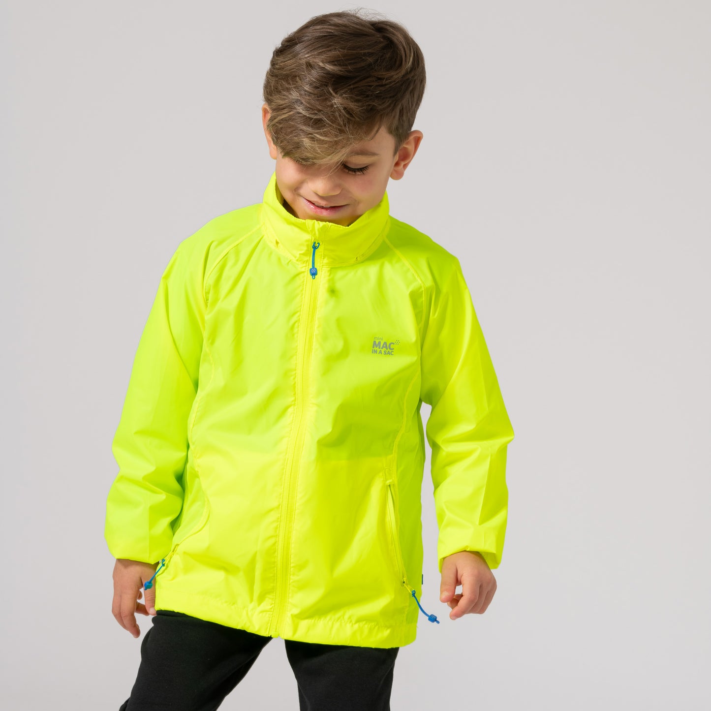 Origin Mini Packable Waterproof Kids Jacket - Neon Yellow