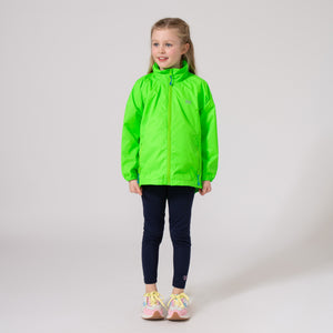 Origin Mini Packable Waterproof Kids Jacket - Neon Green Tonal Zip