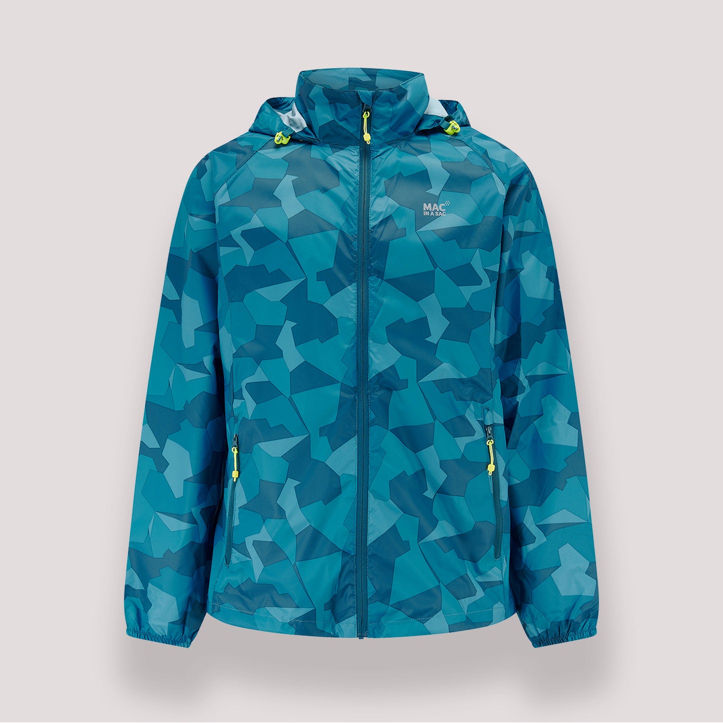 Origin Packable Waterproof Jacket - Teal Camo Tonal Zip