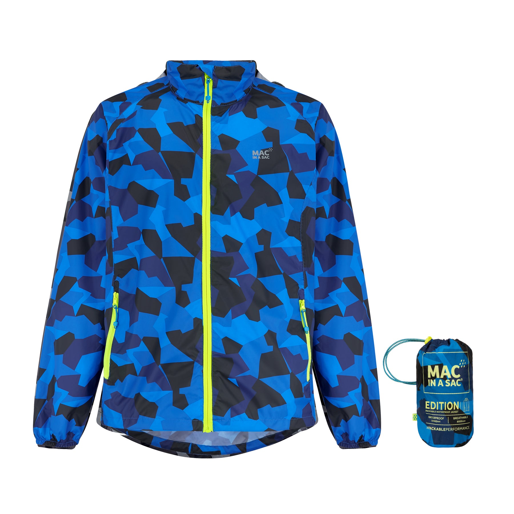 Origin Packable Waterproof Jacket - Blue Camo