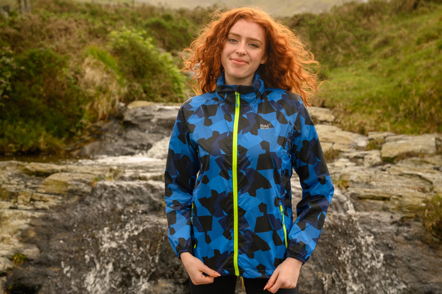 Origin Packable Waterproof Jacket - Blue Camo