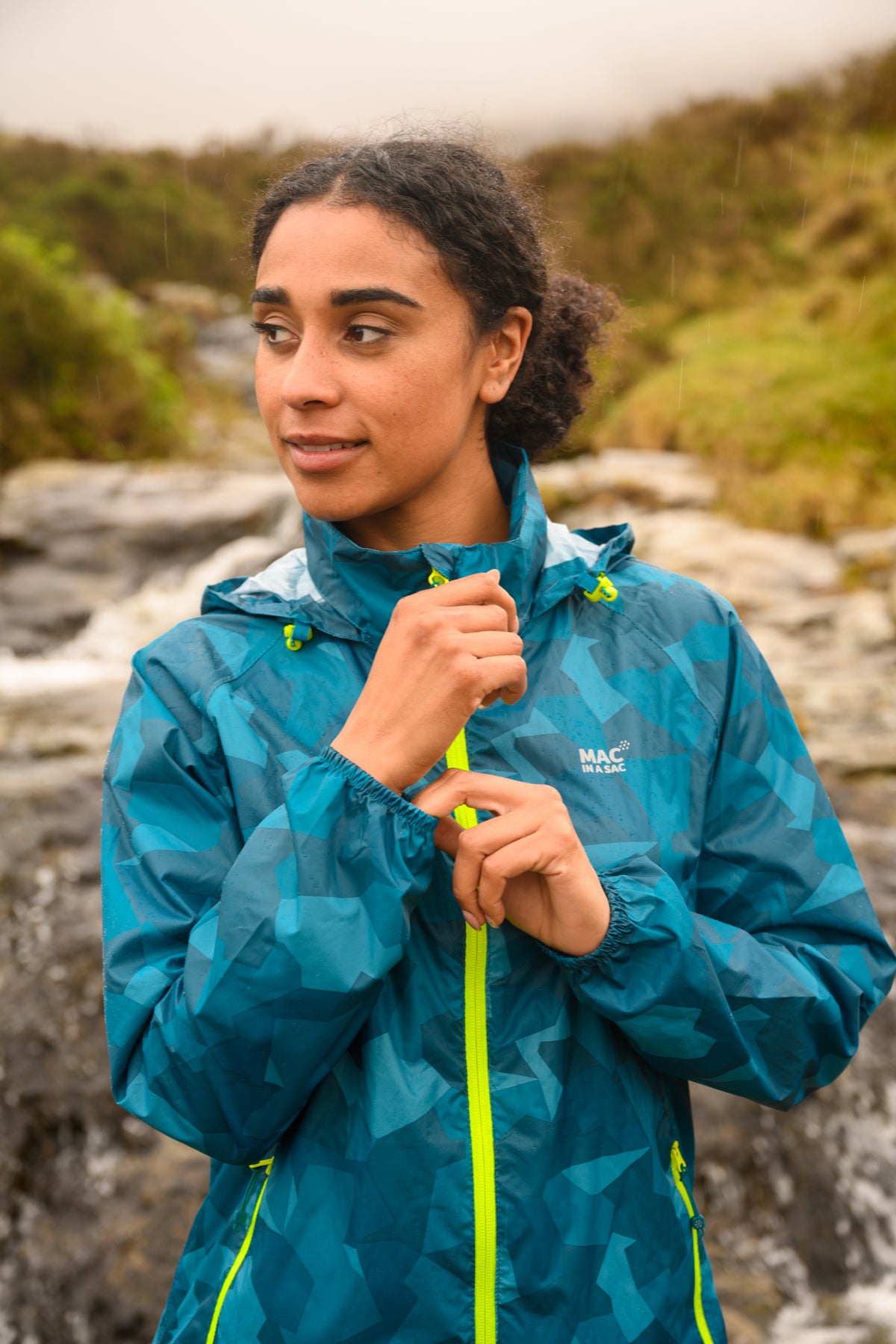 Origin Packable Waterproof Jacket - Teal Camo