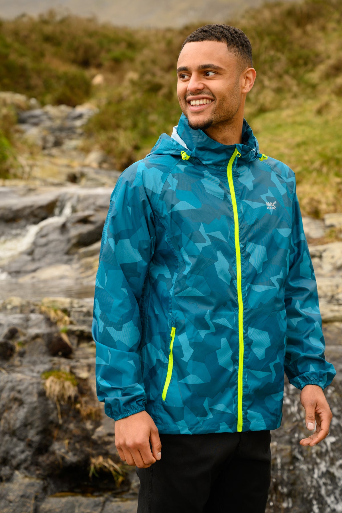 Origin Packable Waterproof Jacket - Teal Camo